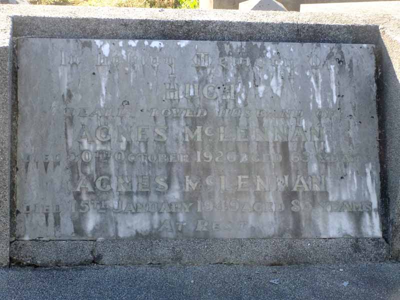 Photo of headstones/Hugh McLennan (d1920) & Agnes hdstn Leongatha